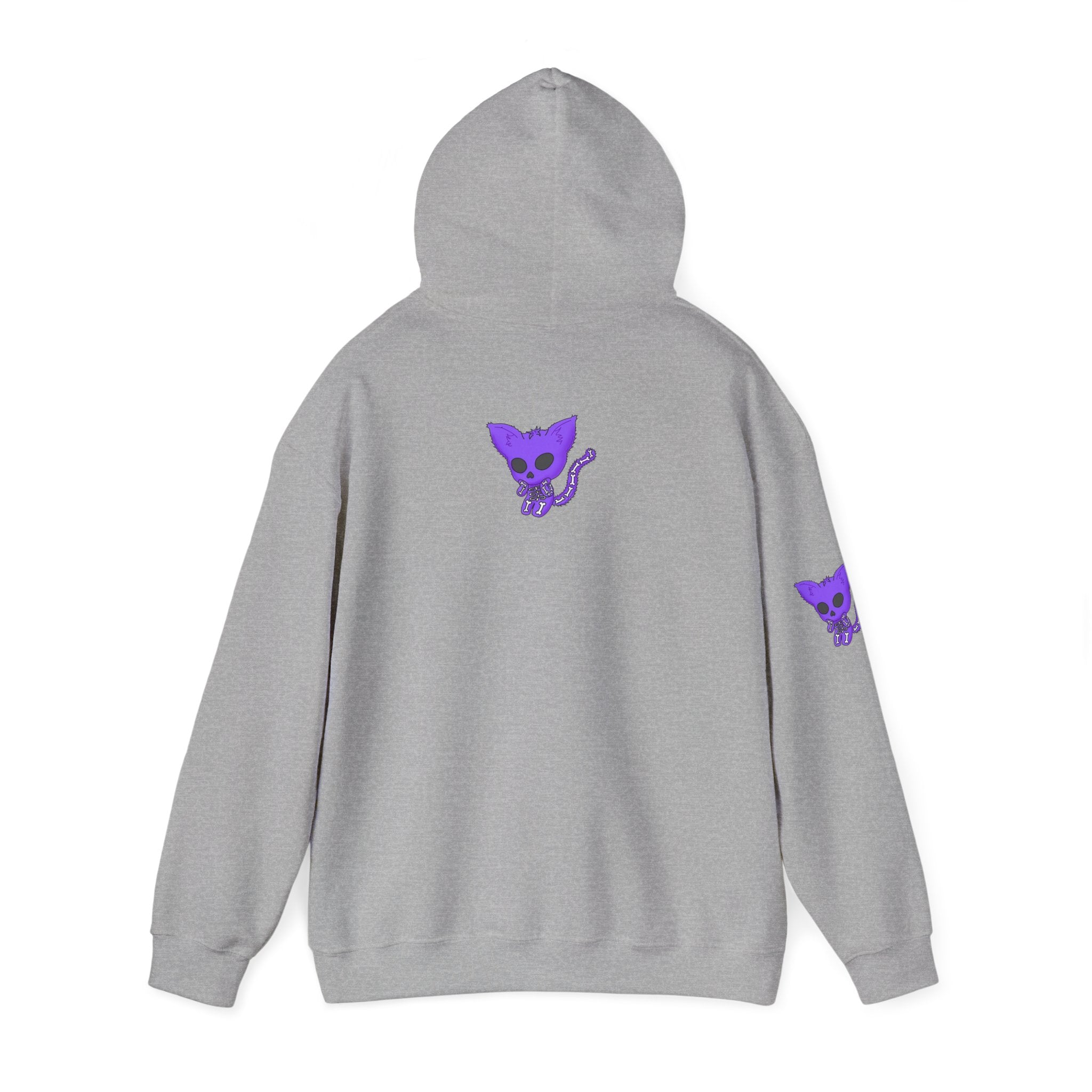 Purple Skeleton Cat Hoodie – Cute Spooky Graphic Sweatshirt