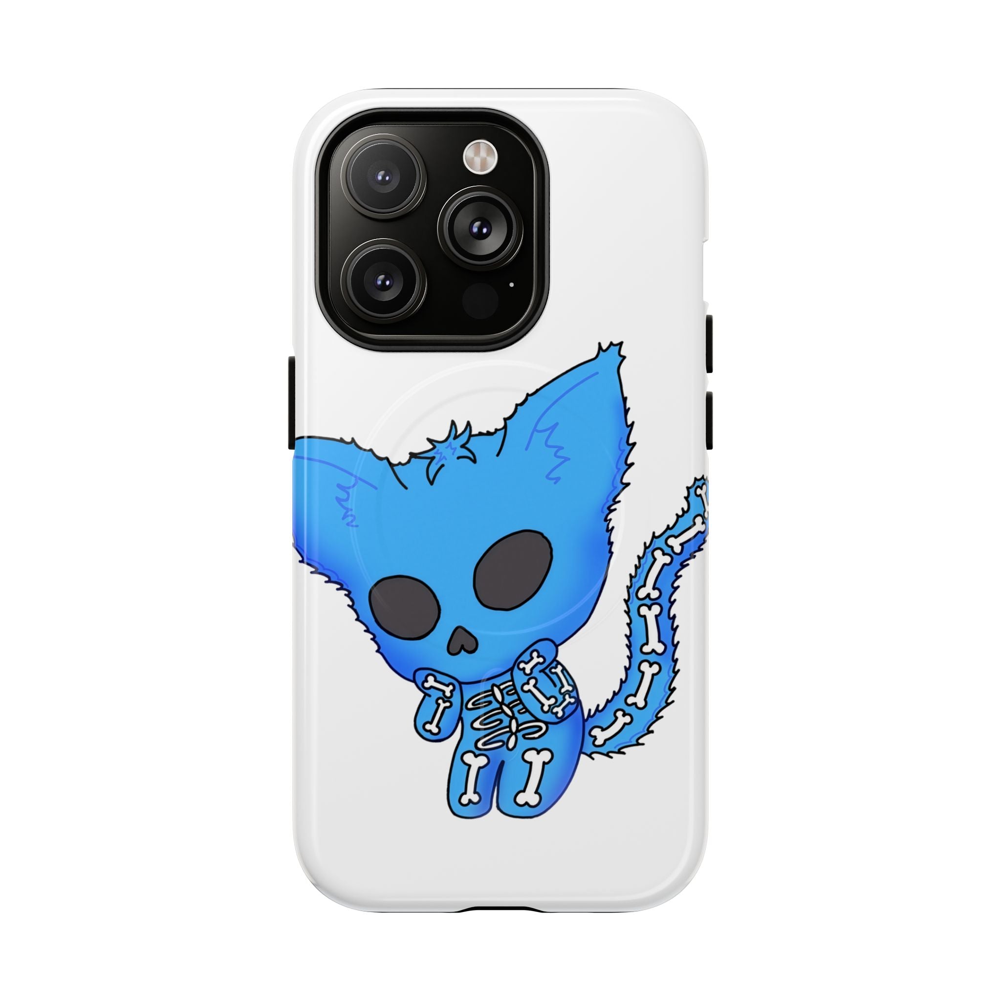Blue Skeleton Cat Tough Magnetic Phone Case | Design by Jessica B