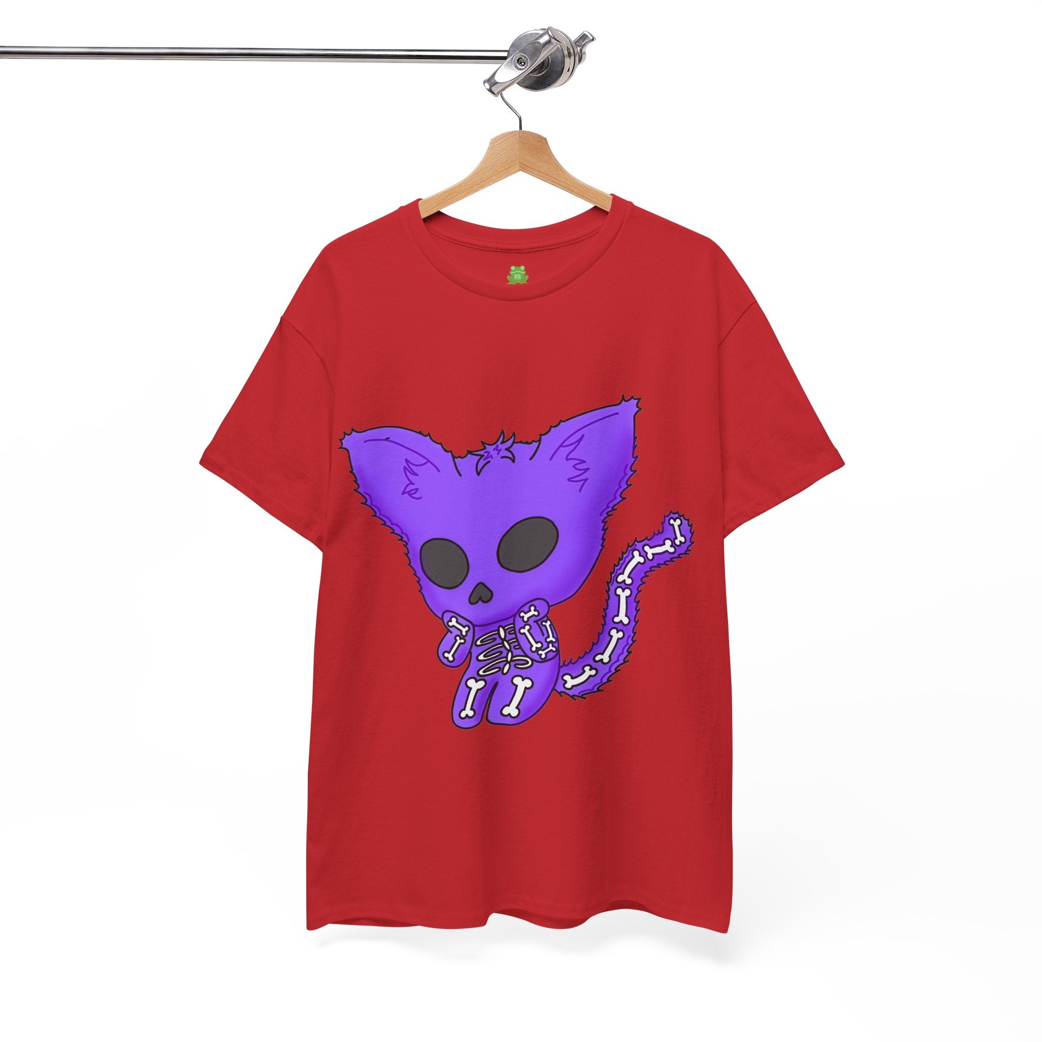 Purple Skeleton Cat Graphic Tee - Cute Creepy Kitty Shirt - 100% Cotton