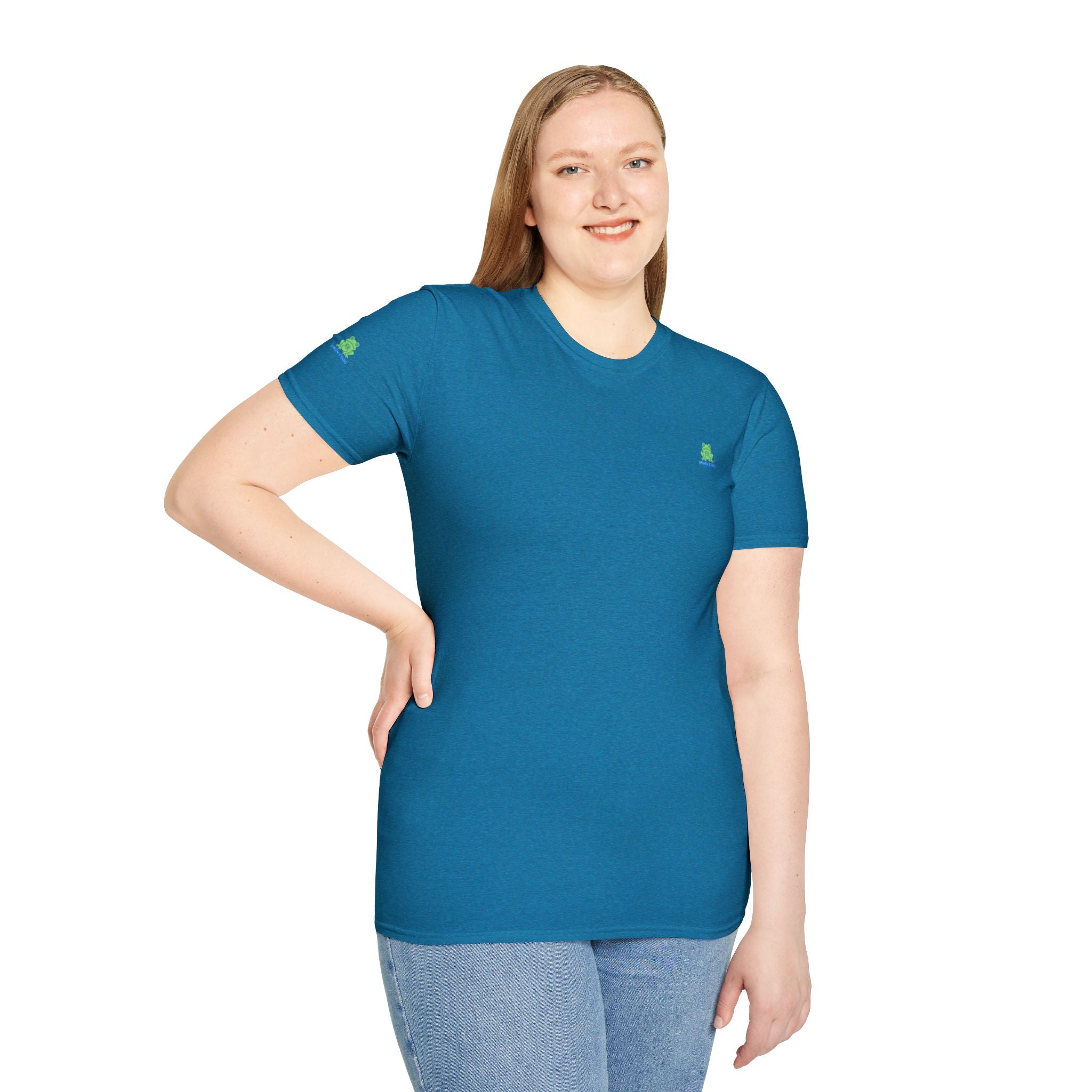 Brain Frog Design Signature T-Shirt - Small Green Brain Frog Logo Tee (Front Chest & Sleeve) - 100% Cotton