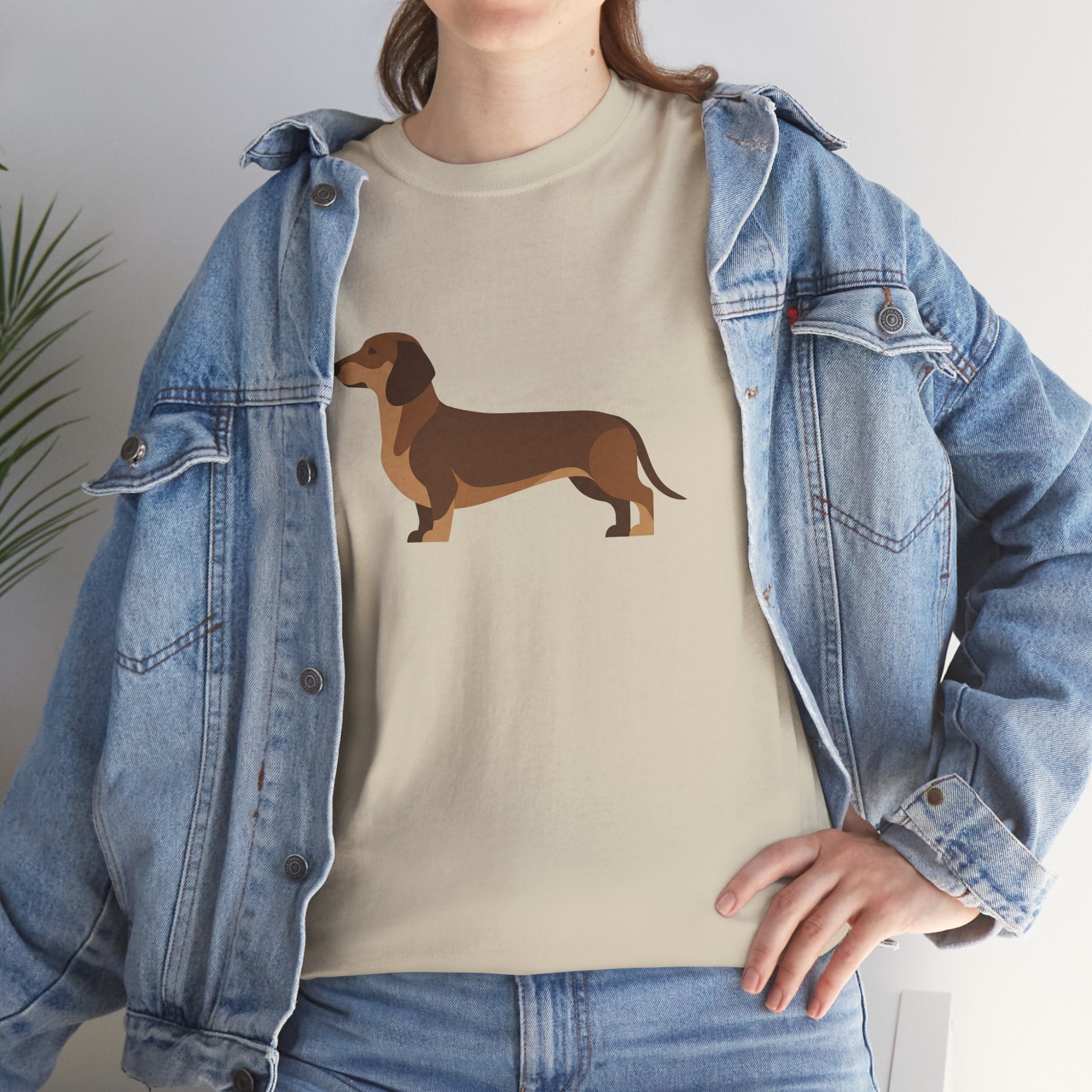 Dachshund Dog T‑Shirt — Cute Brown Sausage Dog Graphic Tee - 100% Cotton