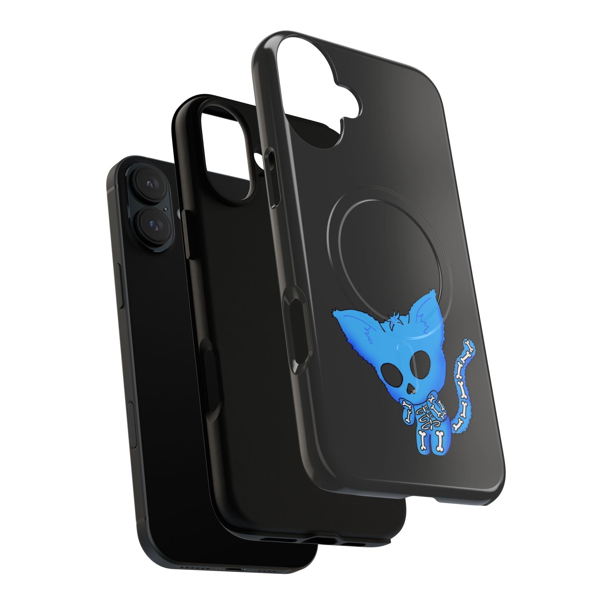 Blue Skeleton Cat Tough Magnetic Phone Case | Unique Design to Brain Frog
