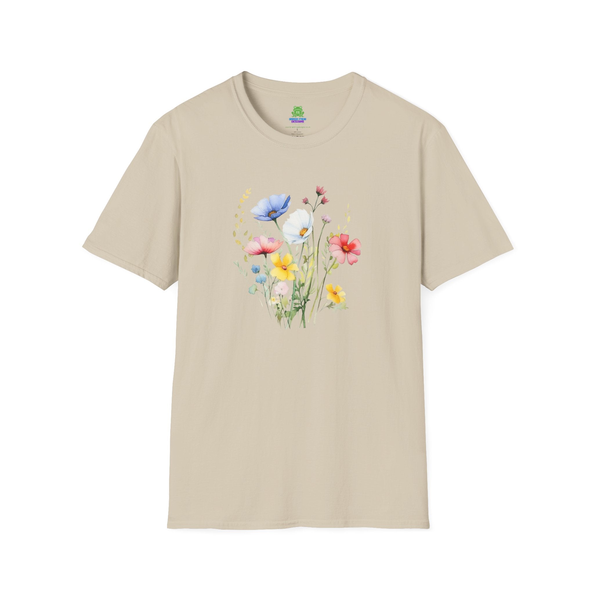 Floral Wildflower Bouquet T-Shirt - Pastel Garden Graphic Tee - 100% Cotton