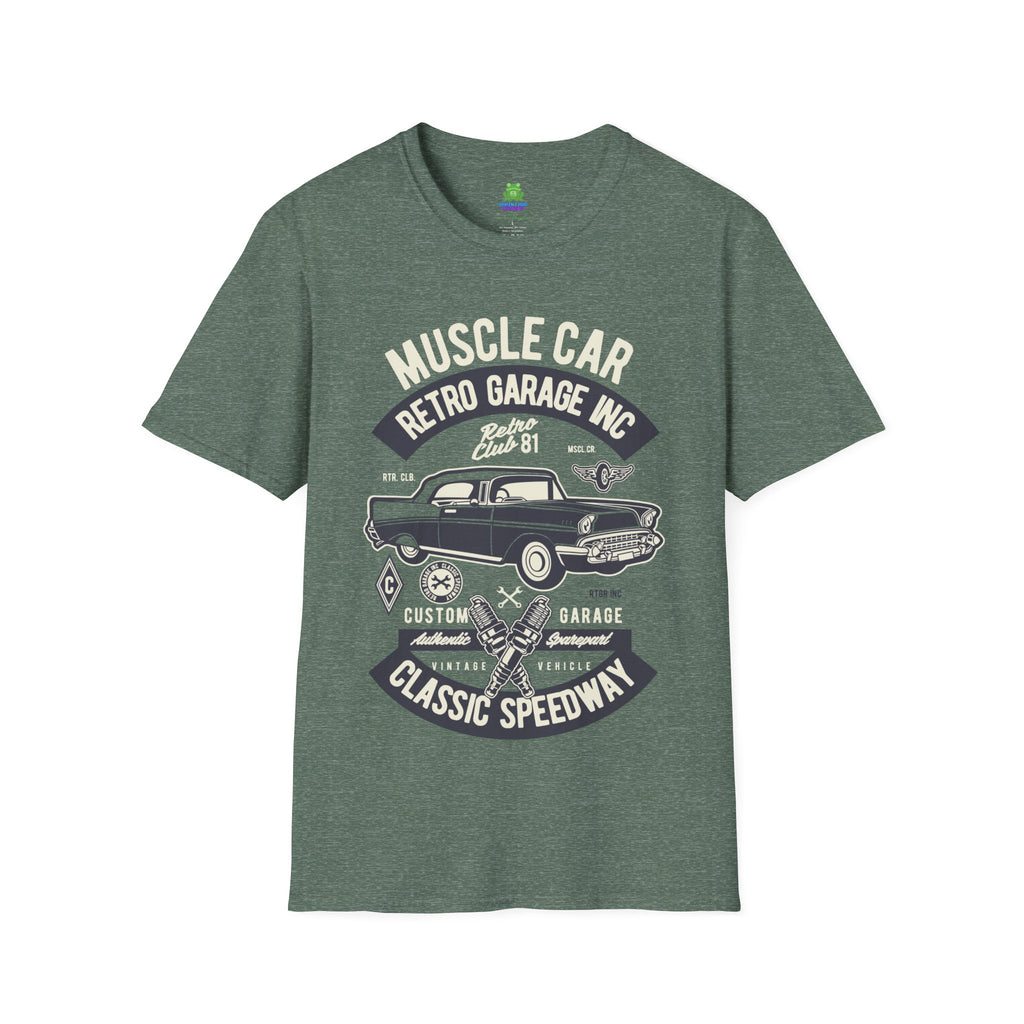 Retro Garage Muscle Car T-Shirt - Classic Speedway Vintage Auto Tee -100% Cotton