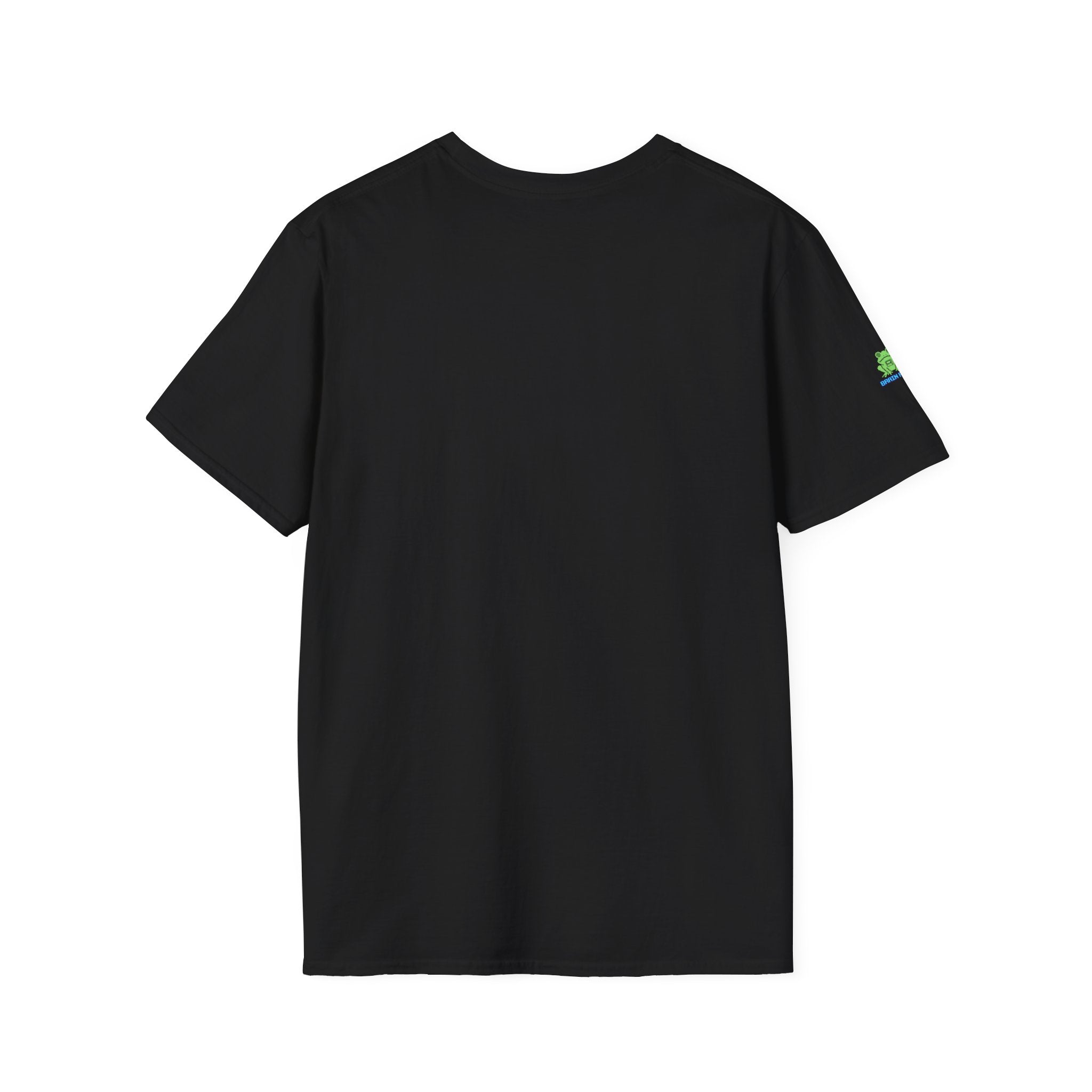 Brain Frog Design Signature T-Shirt - Small Green Brain Frog Logo Tee (Front Chest & Sleeve) - 100% Cotton / Cotton Blend