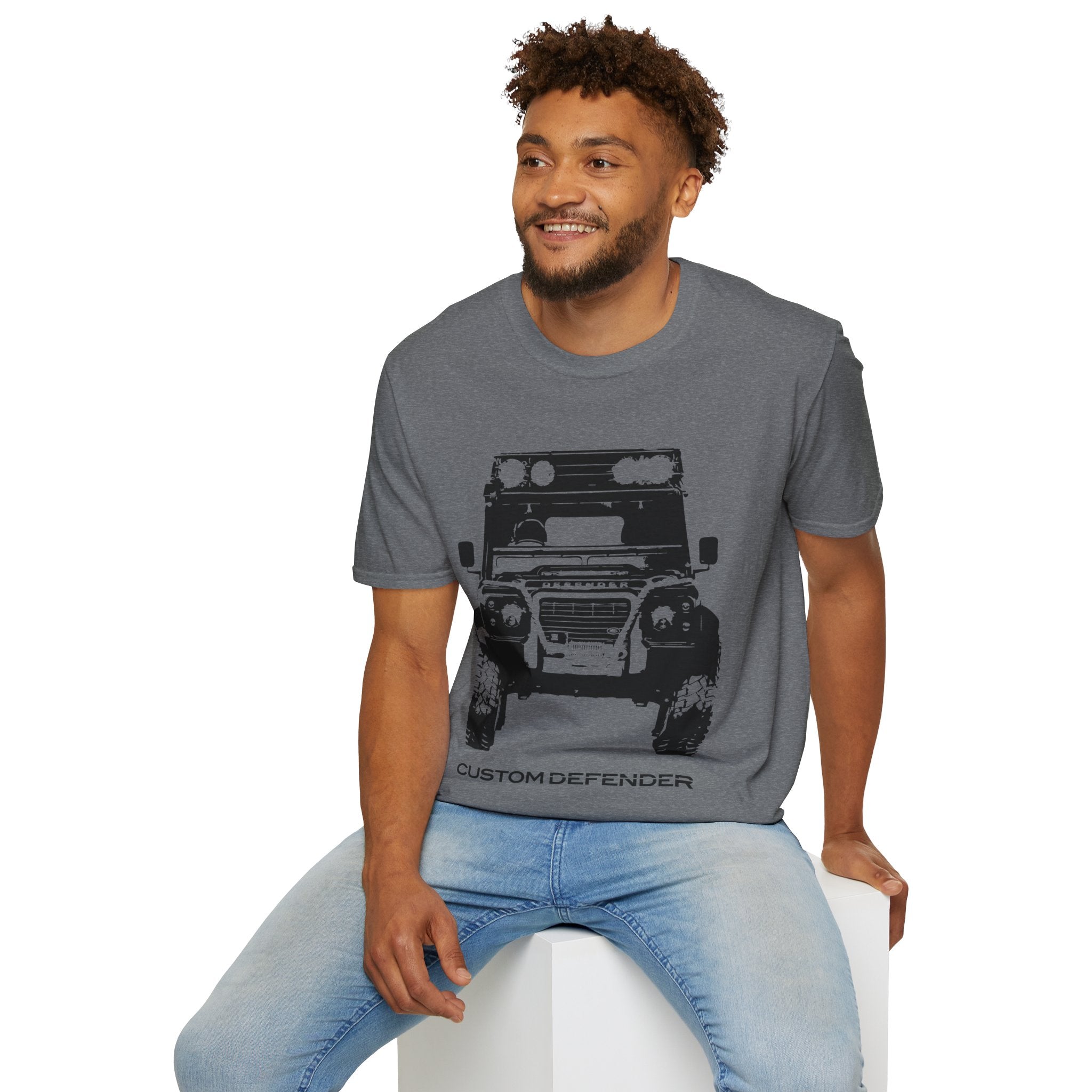 Defender Off-Road Shirt - "Custom Defender" Graphic 4x4 Adventure Tee - 100% Cotton / Cotton Blend