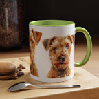 Irish Terrier Dog Portrait Accent Coffee Mug - Cute Terrier Face Ceramic Coffee Cup (11/15oz)