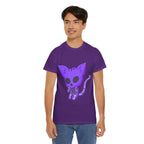 Purple Skeleton Cat Graphic Tee - Cute Creepy Kitty Shirt - 100% Cotton