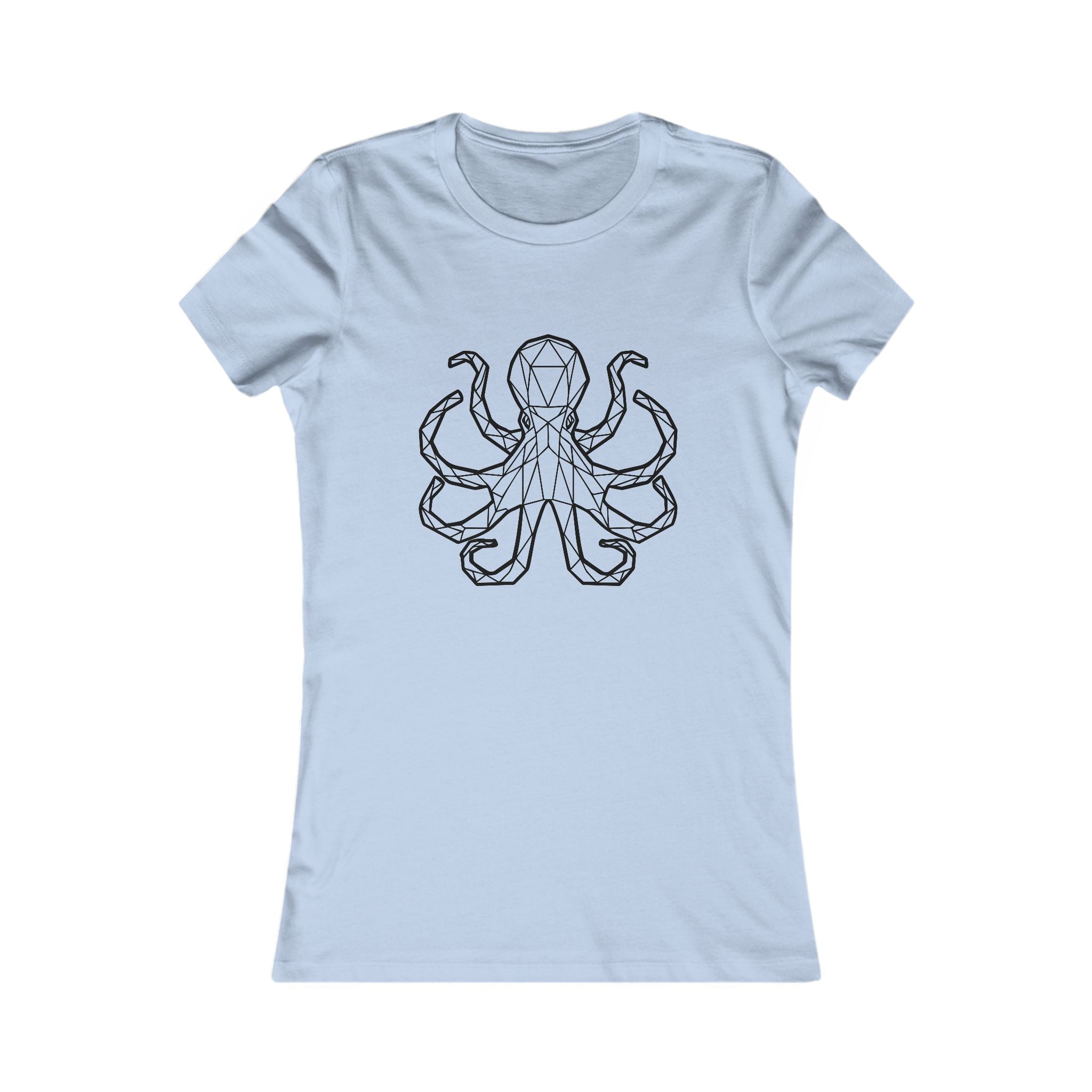 Women's Octopus Tee - Geometric Line Art Sea Creature T-Shirt - 100% Cotton / Cotton Blend