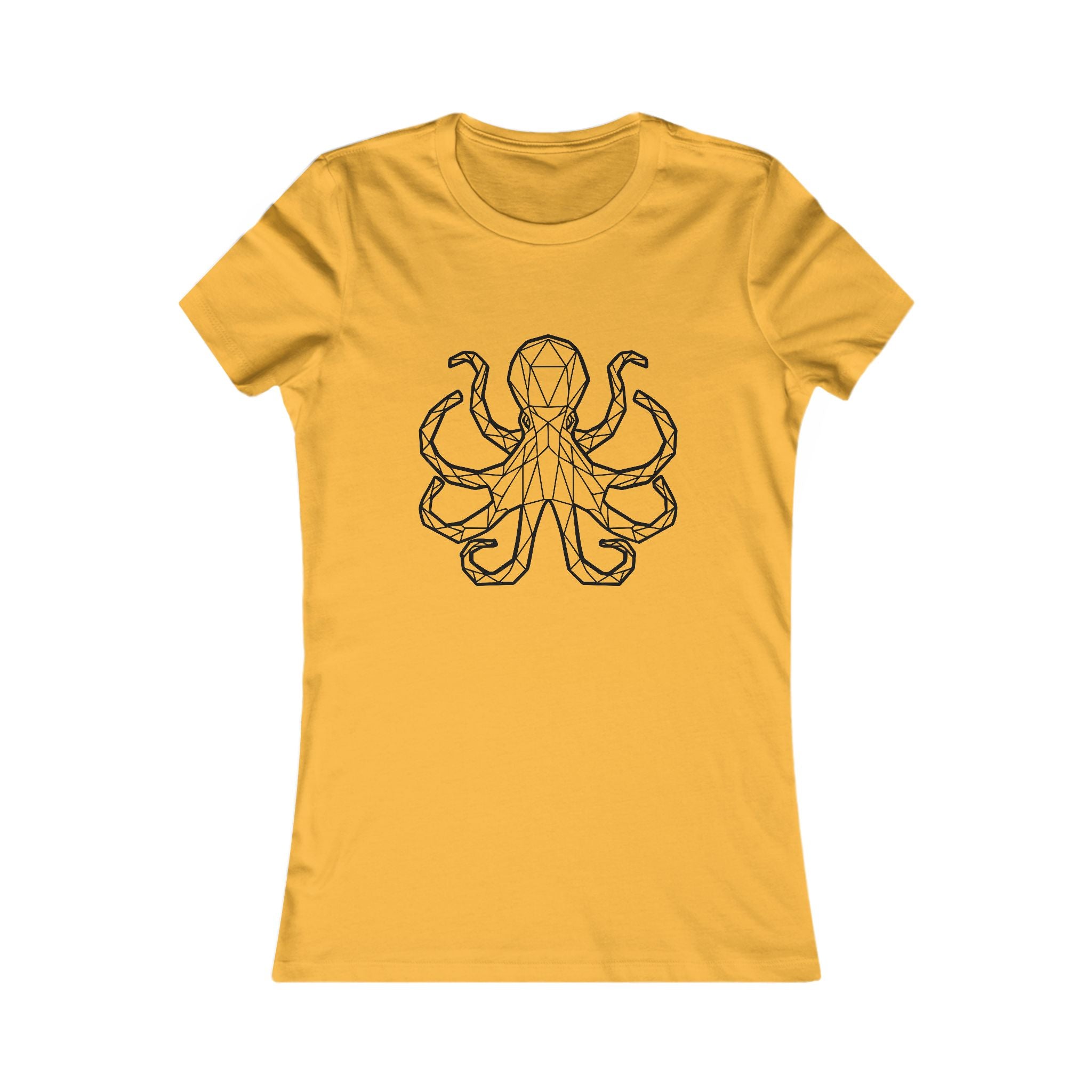 Women's Octopus Tee - Geometric Line Art Sea Creature T-Shirt - 100% Cotton / Cotton Blend
