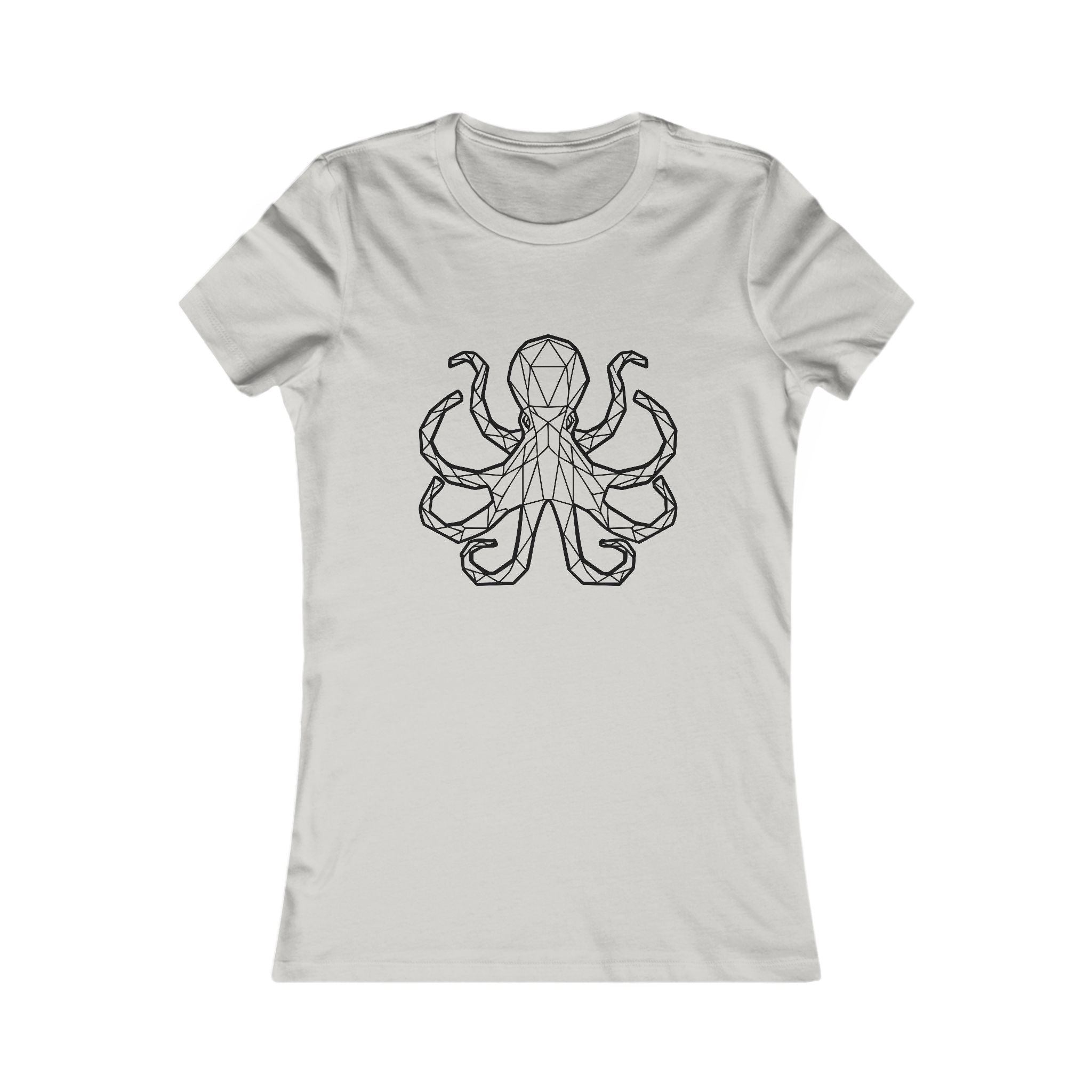 Women's Octopus Tee - Geometric Line Art Sea Creature T-Shirt - 100% Cotton / Cotton Blend