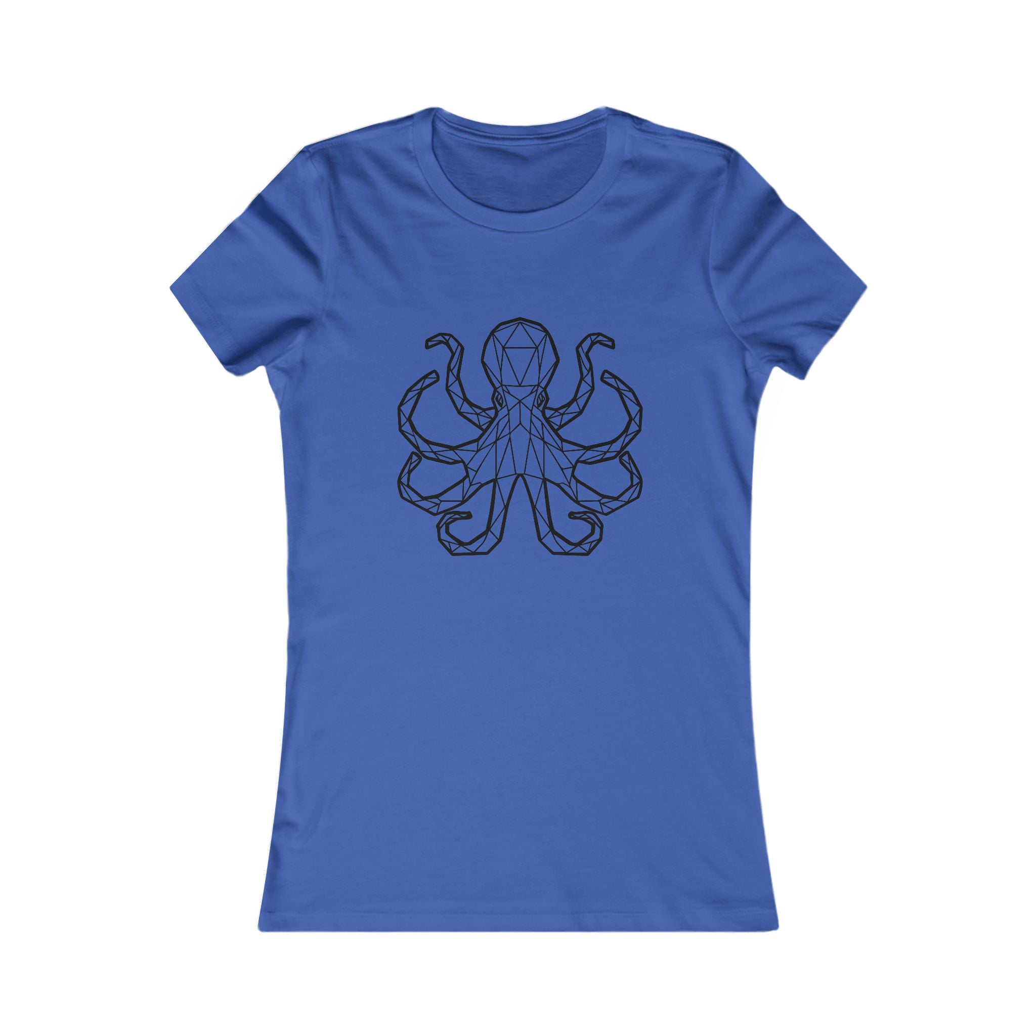 Women's Octopus Tee - Geometric Line Art Sea Creature T-Shirt - 100% Cotton / Cotton Blend