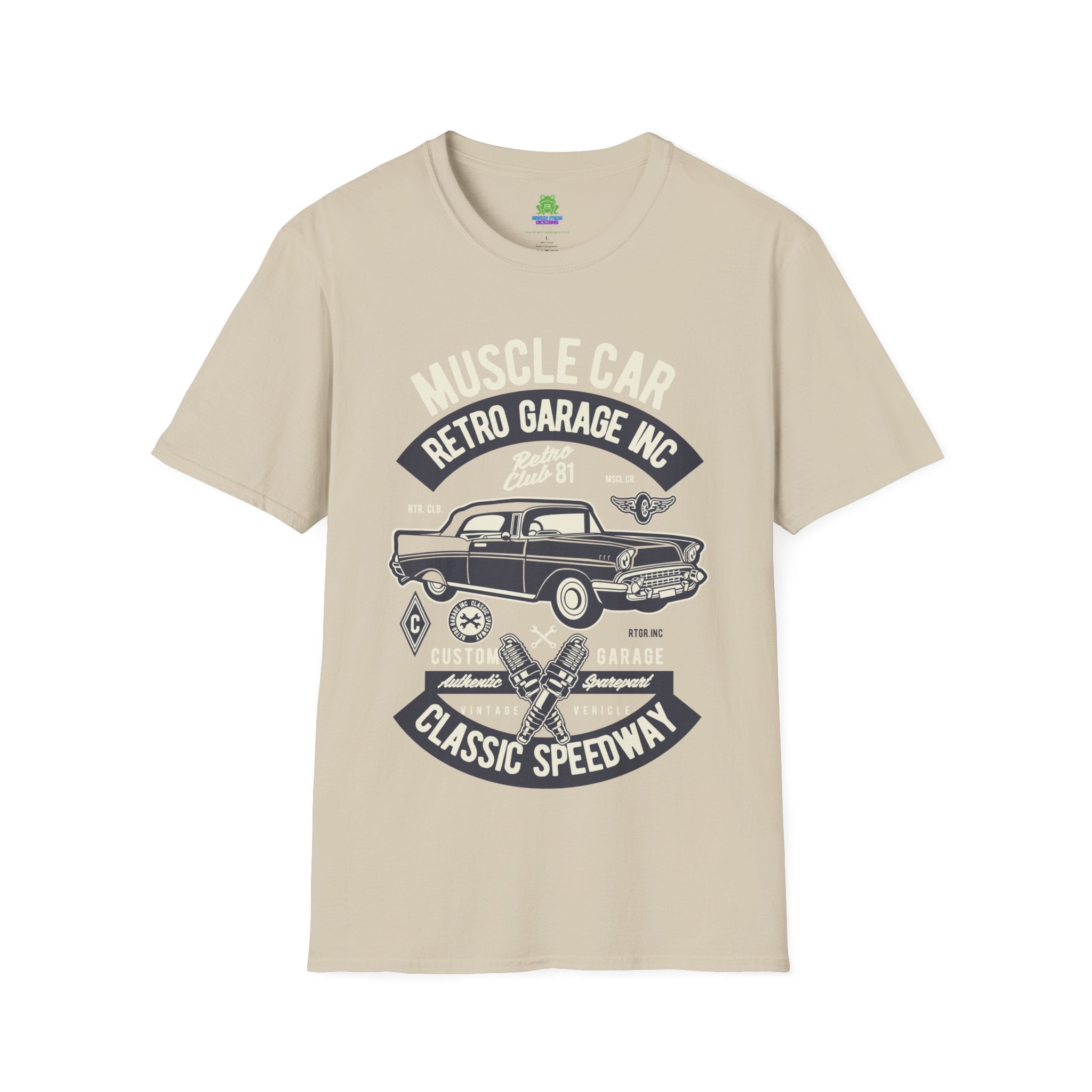 Retro Garage Muscle Car T-Shirt - Classic Speedway Vintage Auto Tee -100% Cotton