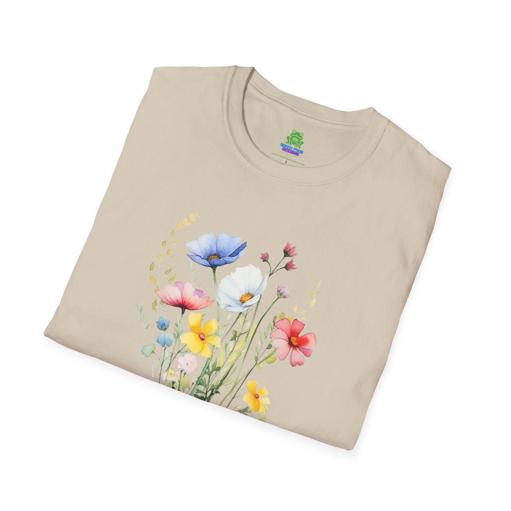 Floral Wildflower Bouquet T-Shirt - Pastel Garden Graphic Tee - 100% Cotton