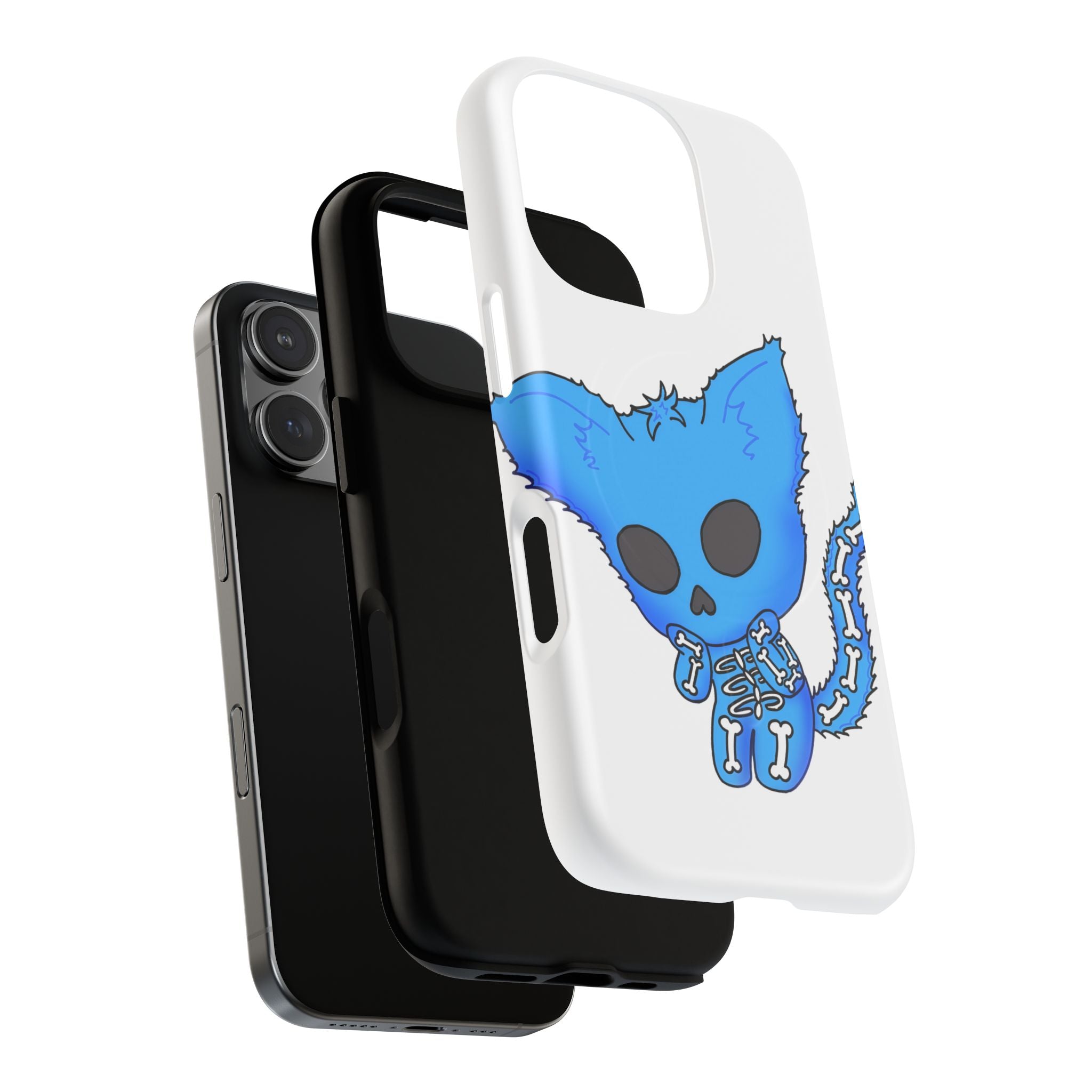 Blue Skeleton Cat Tough Magnetic Phone Case | Design by Jessica B