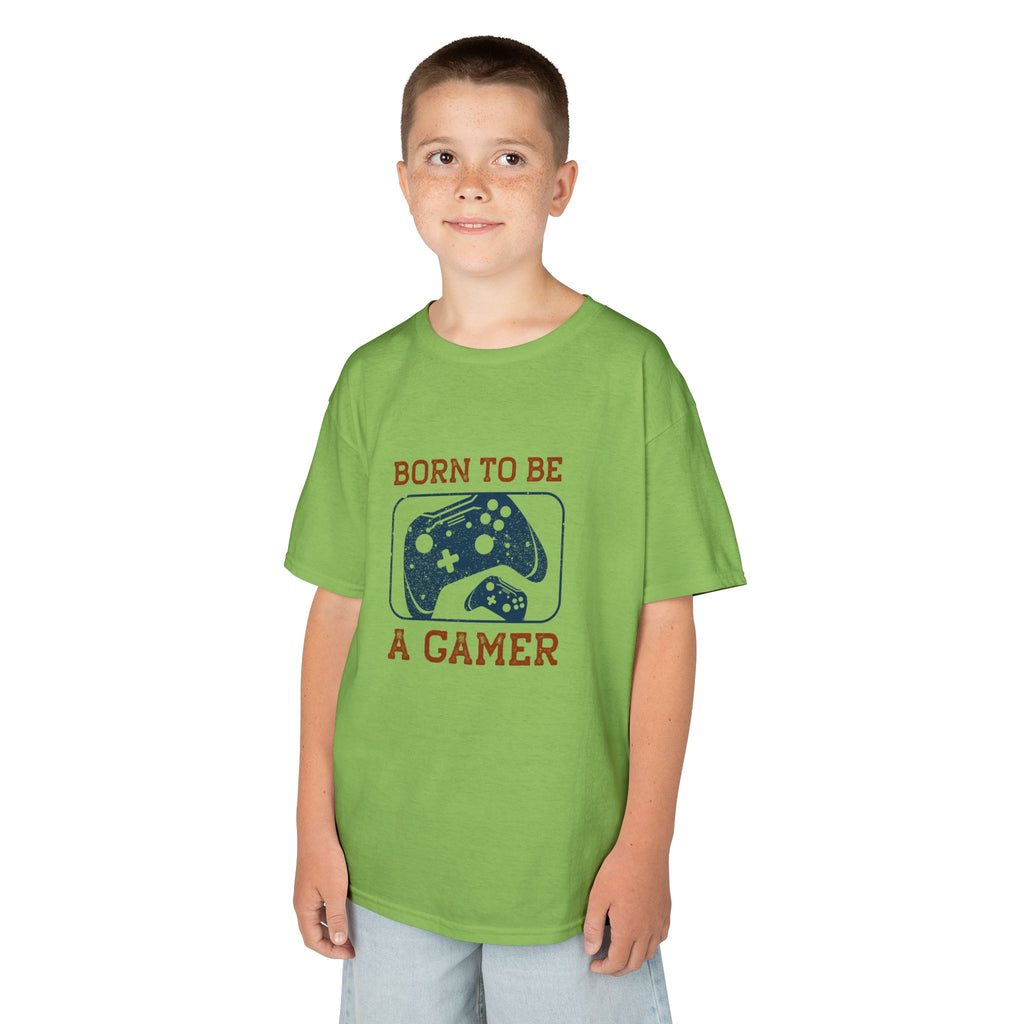 Kids Tee - "Born to Be a Gamer" Retro Game Controller Shirt - 100% Cotton / Cotton Blend