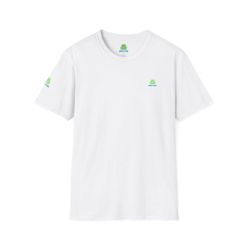 Brain Frog Design Signature T-Shirt - Small Green Brain Frog Logo Tee (Front Chest & Sleeve) - 100% Cotton