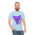 Purple Skeleton Cat Graphic Tee - Cute Creepy Kitty Shirt - 100% Cotton
