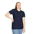 Brain Frog Design Signature T-Shirt - Small Green Brain Frog Logo Tee (Front Chest & Sleeve) - 100% Cotton / Cotton Blend