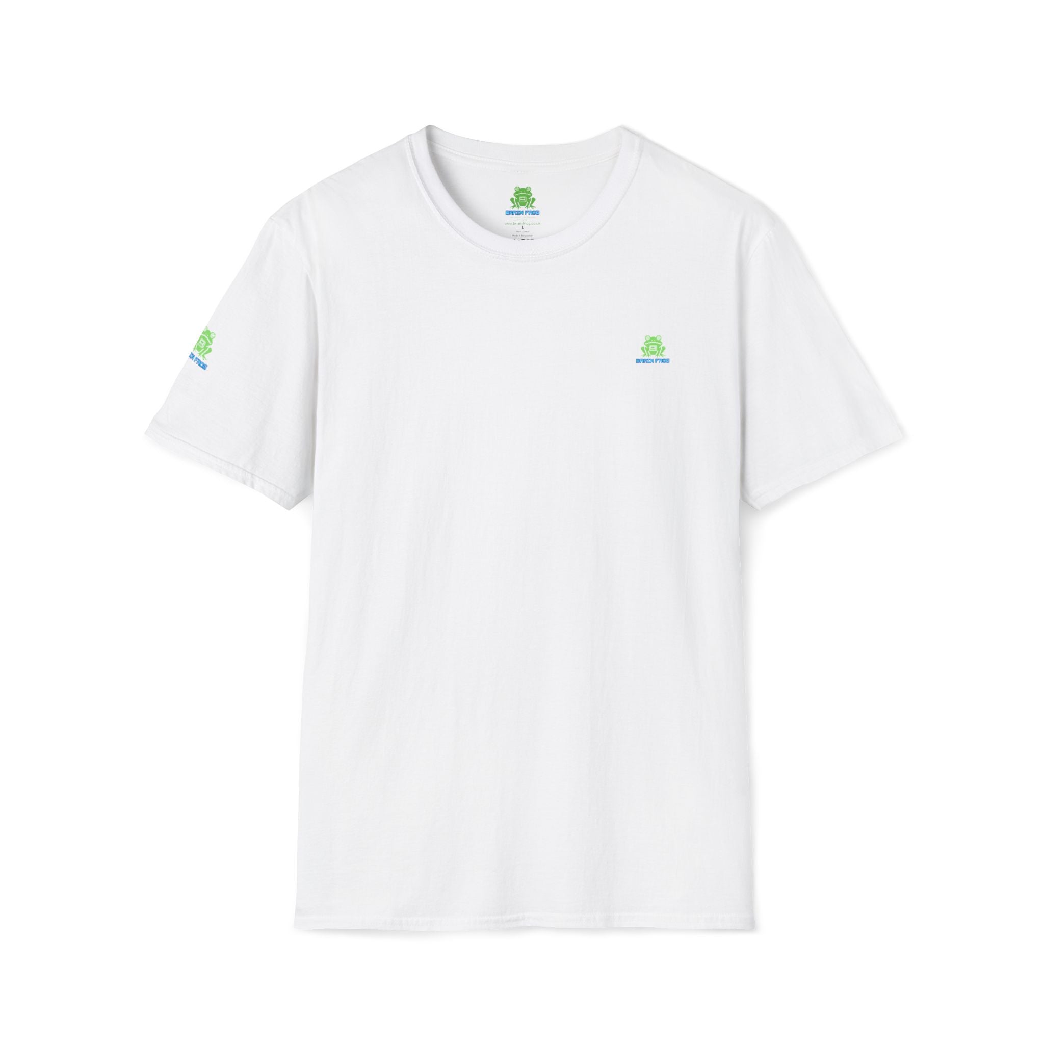 Brain Frog Design Signature T-Shirt - Small Green Brain Frog Logo Tee (Front Chest & Sleeve) - 100% Cotton
