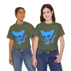 Blue Skeleton Cat Graphic Tee - Cute Creepy Kitty Shirt - 100% Cotton