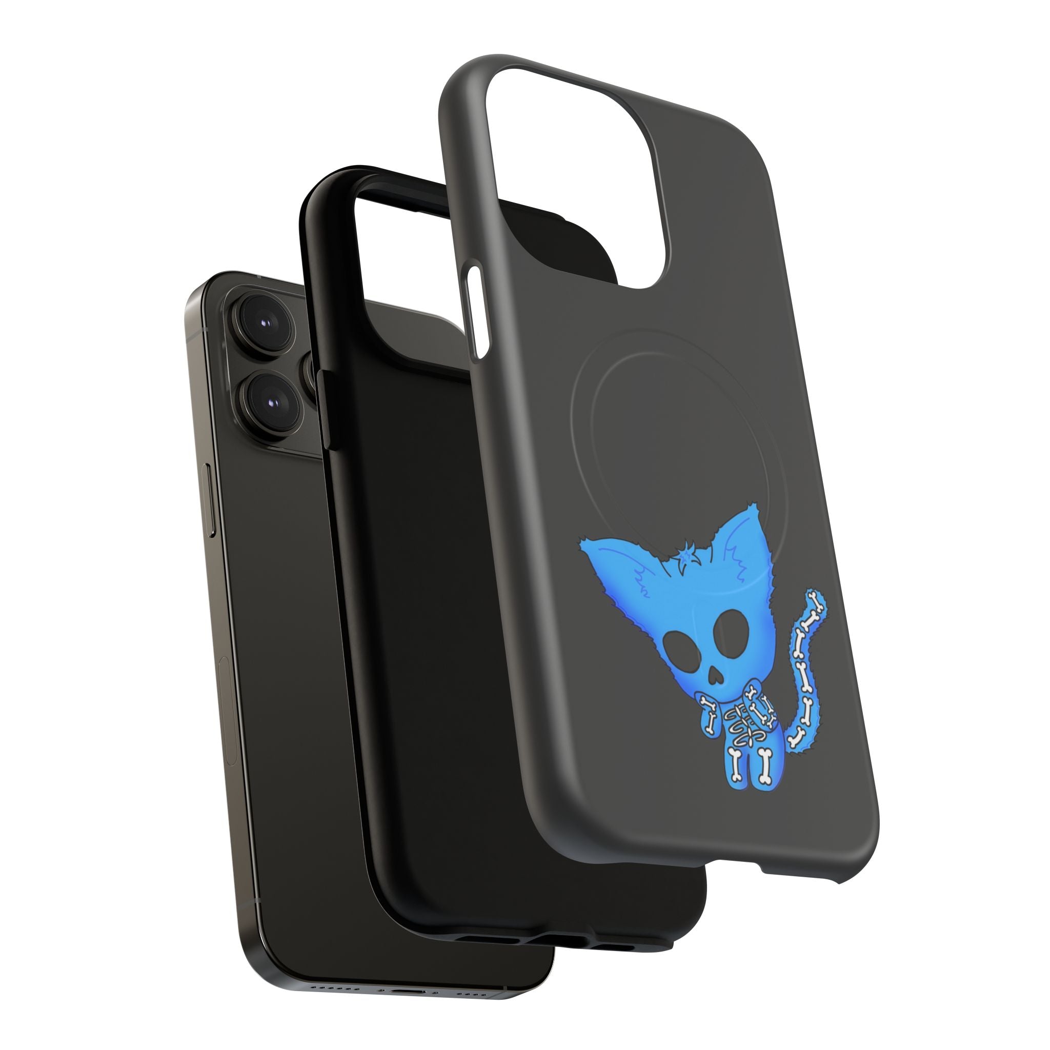 Blue Skeleton Cat Tough Magnetic Phone Case | Unique Design to Brain Frog