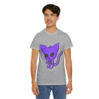Purple Skeleton Cat Graphic Tee - Cute Creepy Kitty Shirt - 100% Cotton