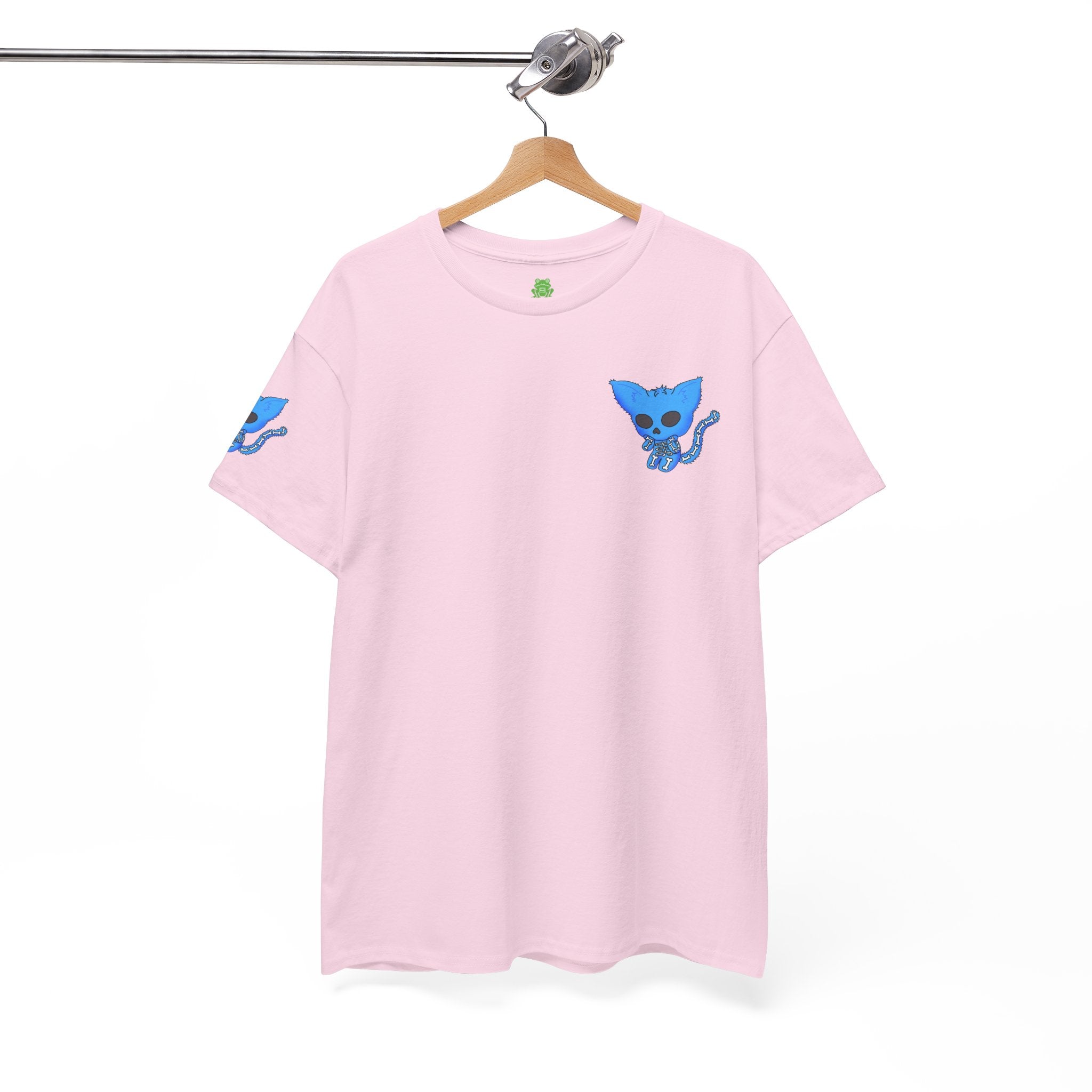 Blue Skeleton Cat Graphic Tee - Cute Creepy Kitty Shirt - 100% Cotton