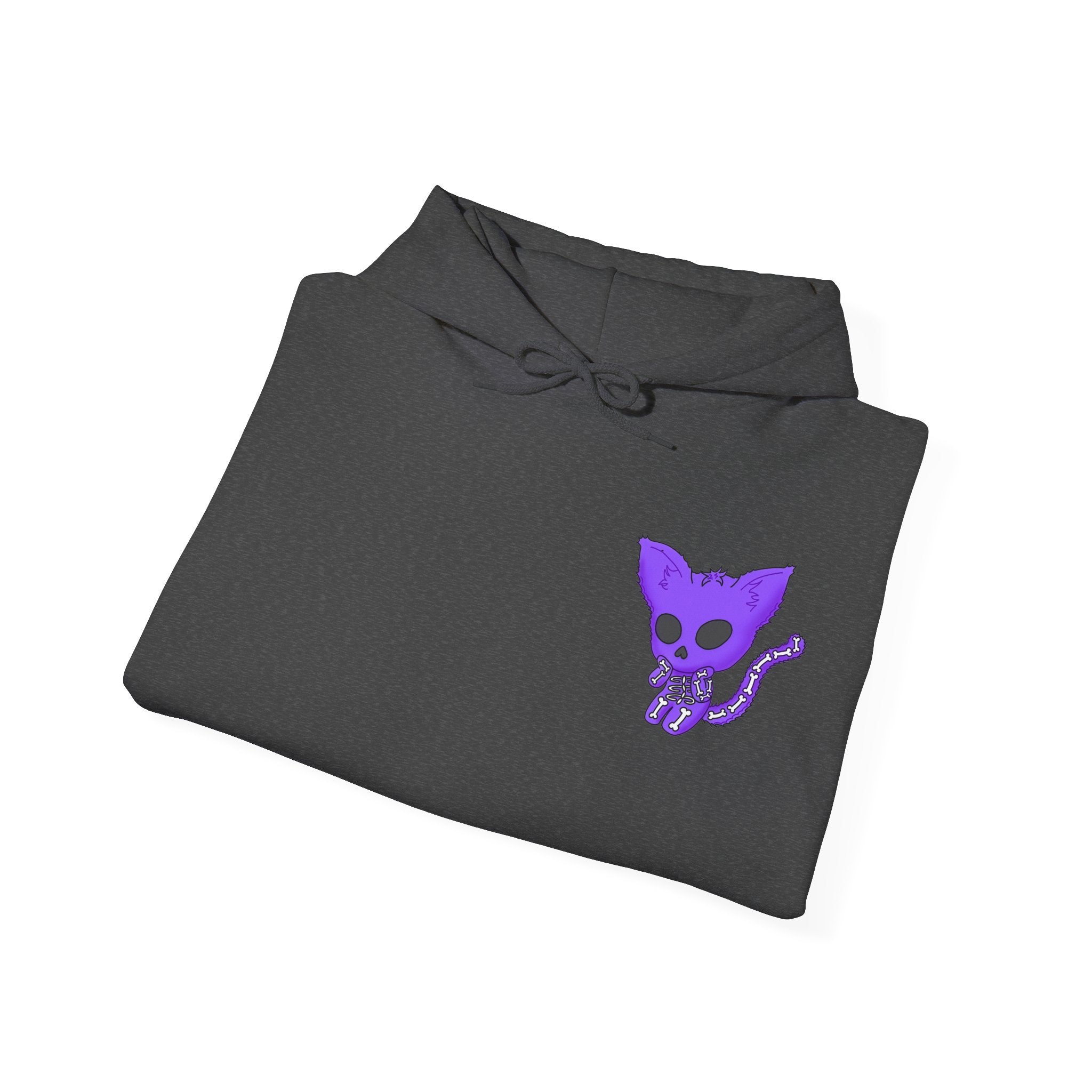 Purple Skeleton Cat Hoodie – Cute Spooky Graphic Sweatshirt - Unique Brand Design