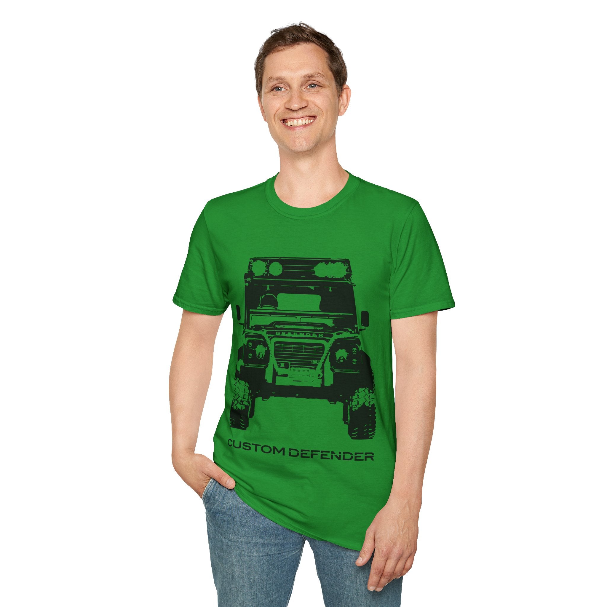 Defender Off-Road Shirt - "Custom Defender" Graphic 4x4 Adventure Tee - 100% Cotton / Cotton Blend