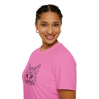 Geometric Cat T-Shirt - Minimal Line Art Cat Face Tee - 100% Cotton