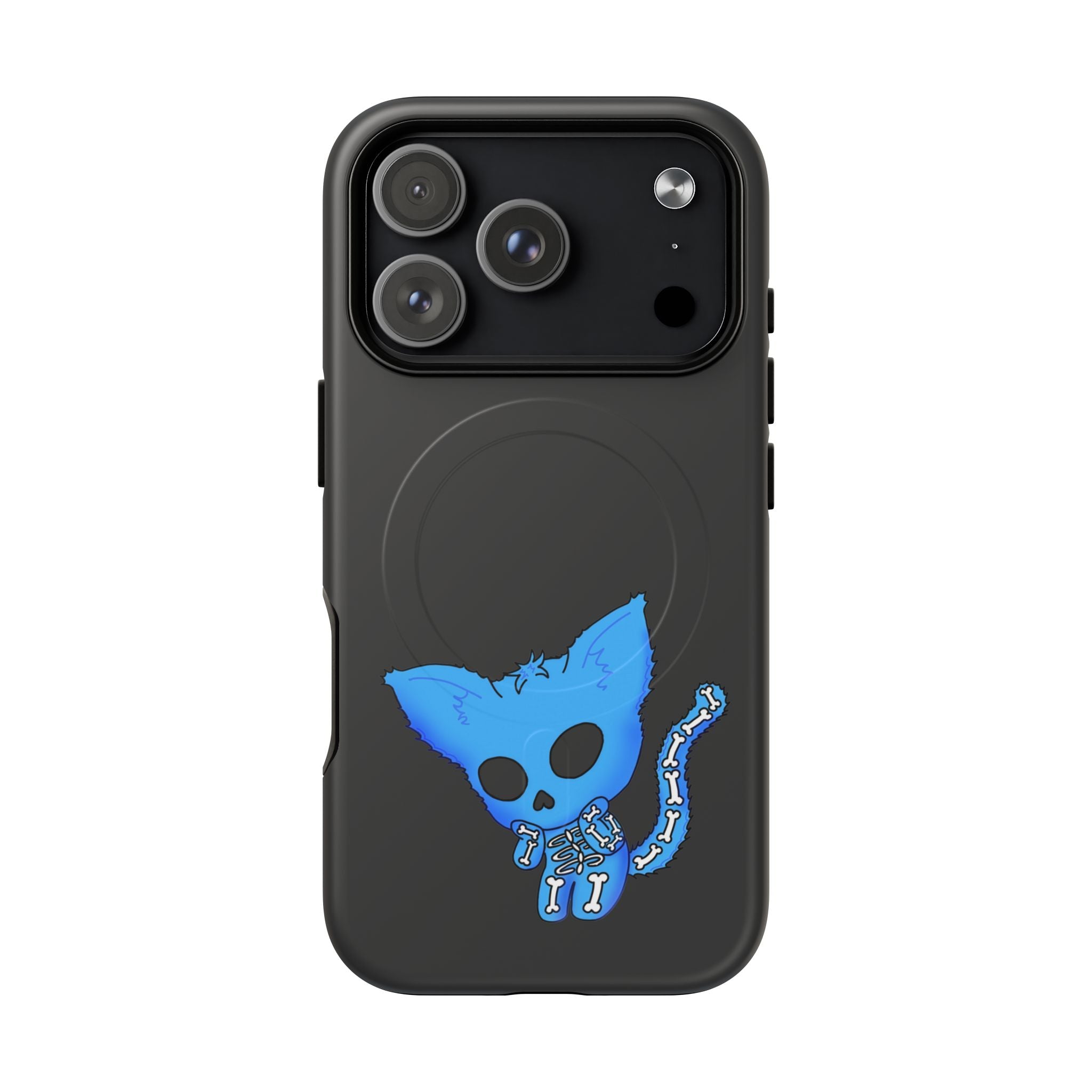Blue Skeleton Cat Tough Magnetic Phone Case | Unique Design to Brain Frog