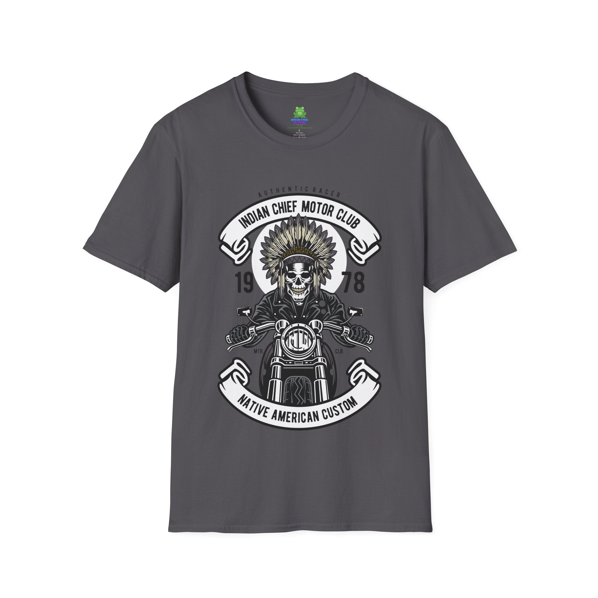 Motorcycle Club T-Shirt - 'Indian Chief Motor Club' Vintage Skull Rider Tee - 100% Cotton
