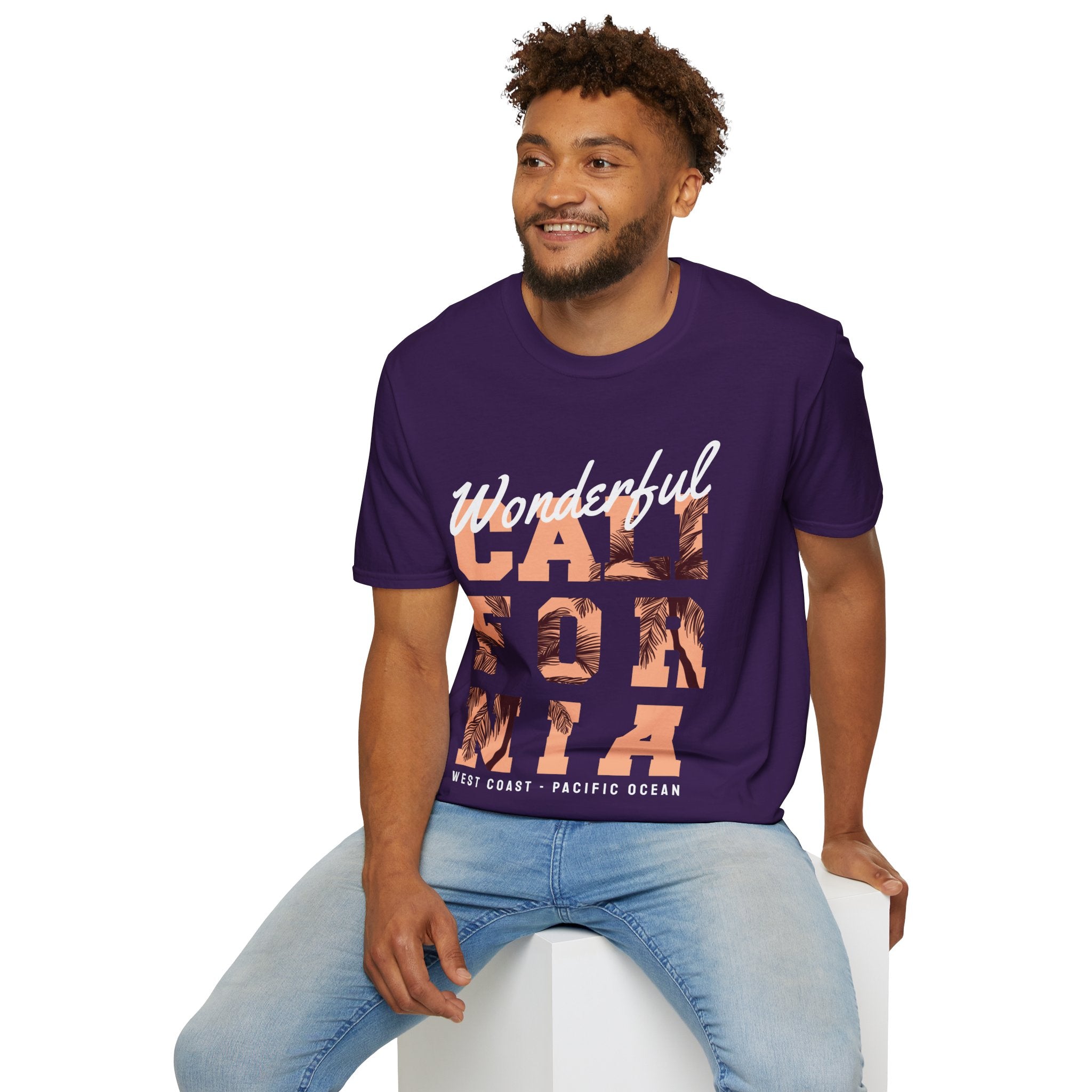 California Palm Photo Tee - Vintage Sunset Graphic T-Shirt - 100% Cotton