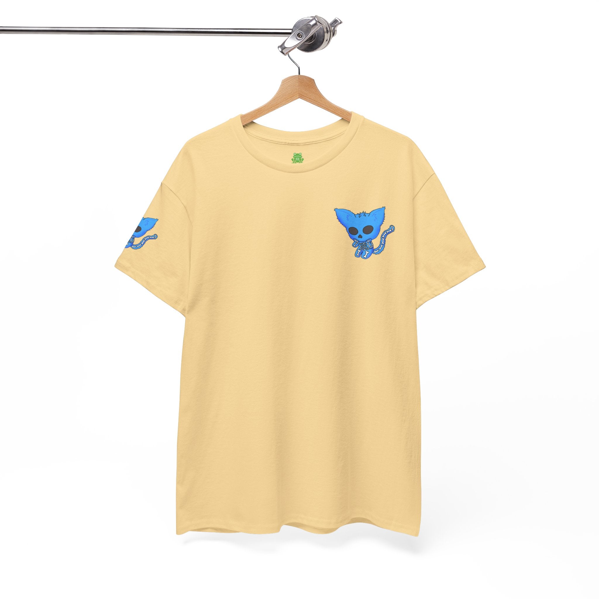 Blue Skeleton Cat Graphic Tee - Cute Creepy Kitty Shirt - 100% Cotton