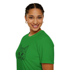Geometric Cat T-Shirt - Minimal Line Art Cat Face Tee - 100% Cotton