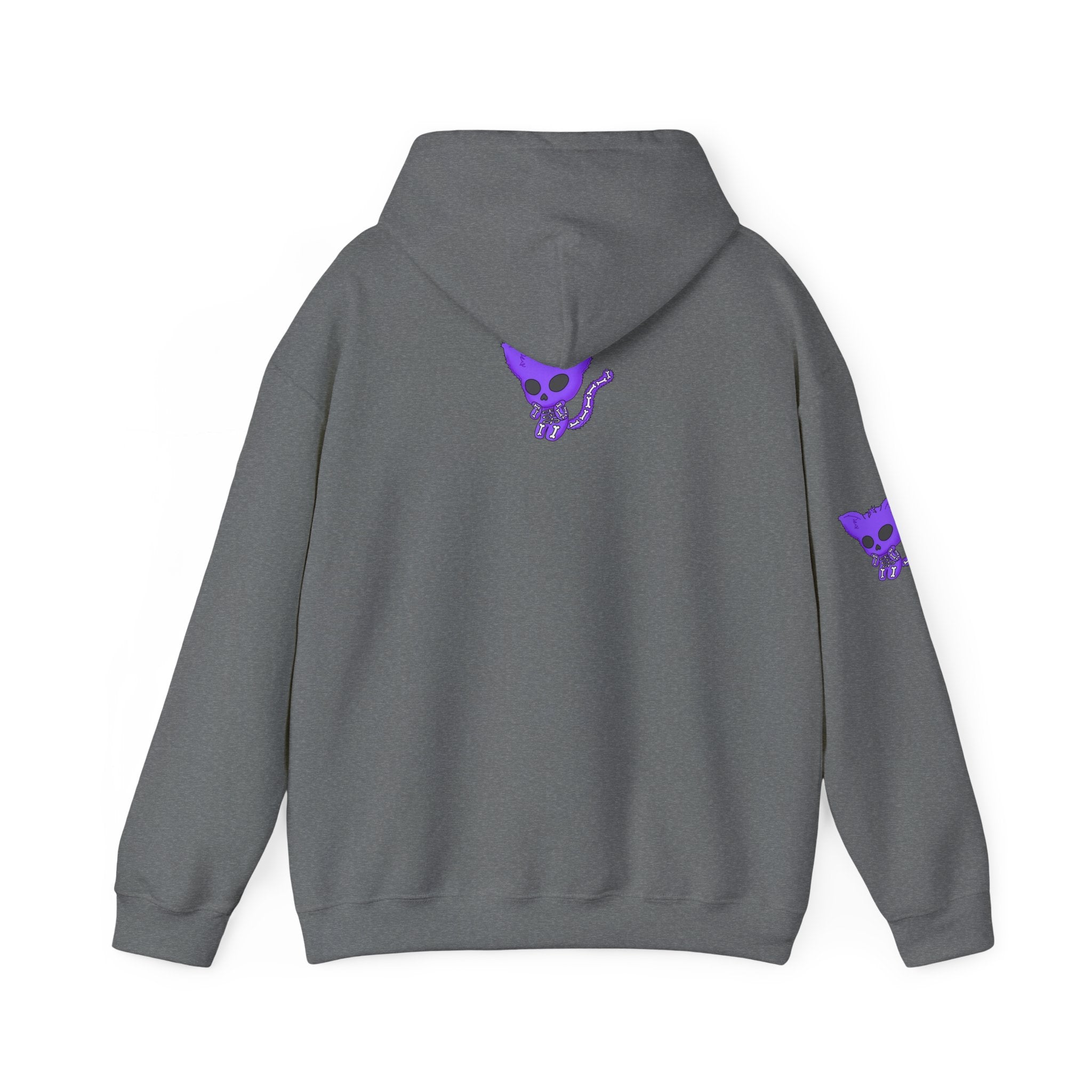 Purple Skeleton Cat Hoodie – Cute Spooky Graphic Sweatshirt