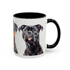 Staffy Dog Portrait Accent Coffee Mug (11/15oz) - Staffordshire Bull Terrier Portrait Mug