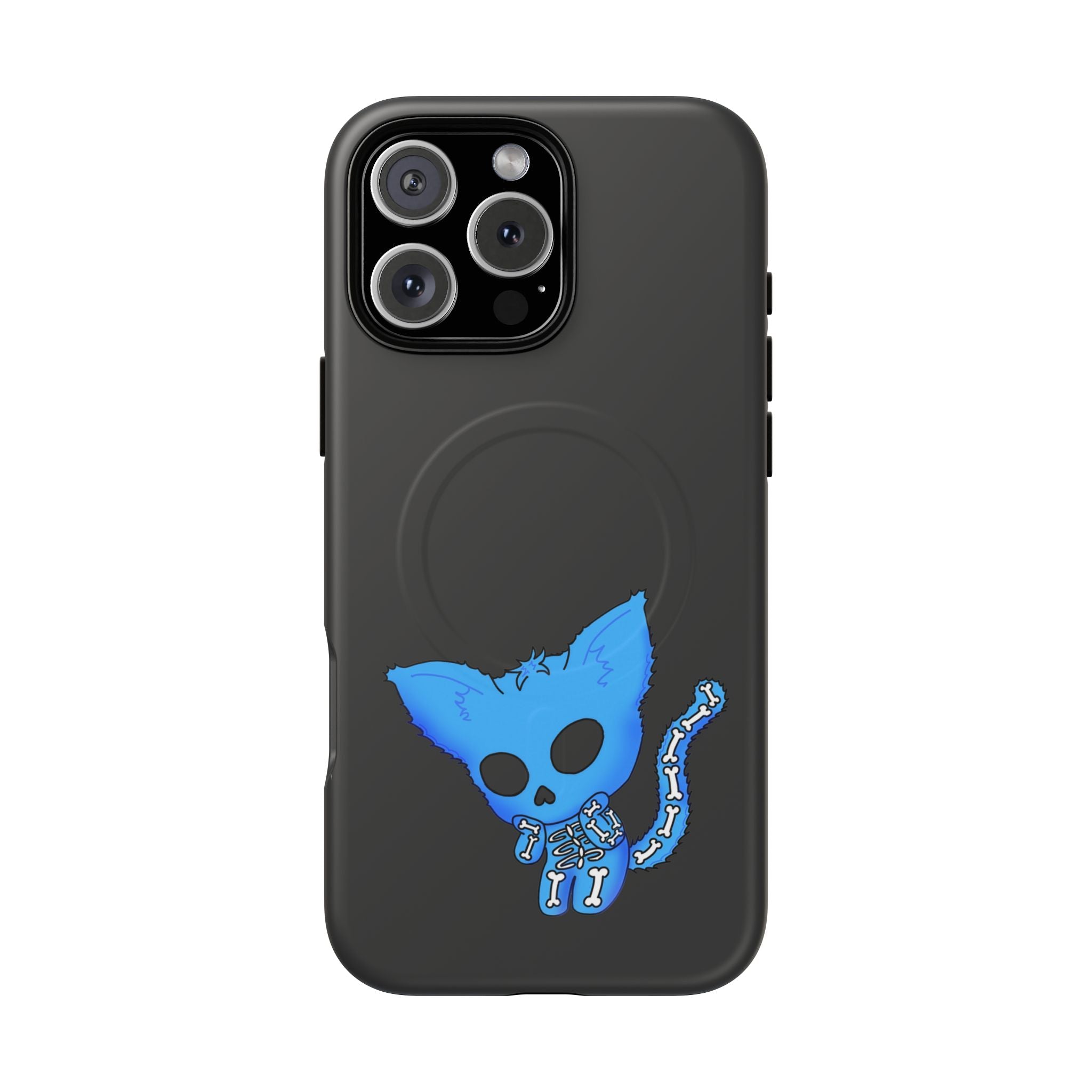Blue Skeleton Cat Tough Magnetic Phone Case | Unique Design to Brain Frog