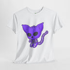 Purple Skeleton Cat Graphic Tee - Cute Creepy Kitty Shirt - 100% Cotton