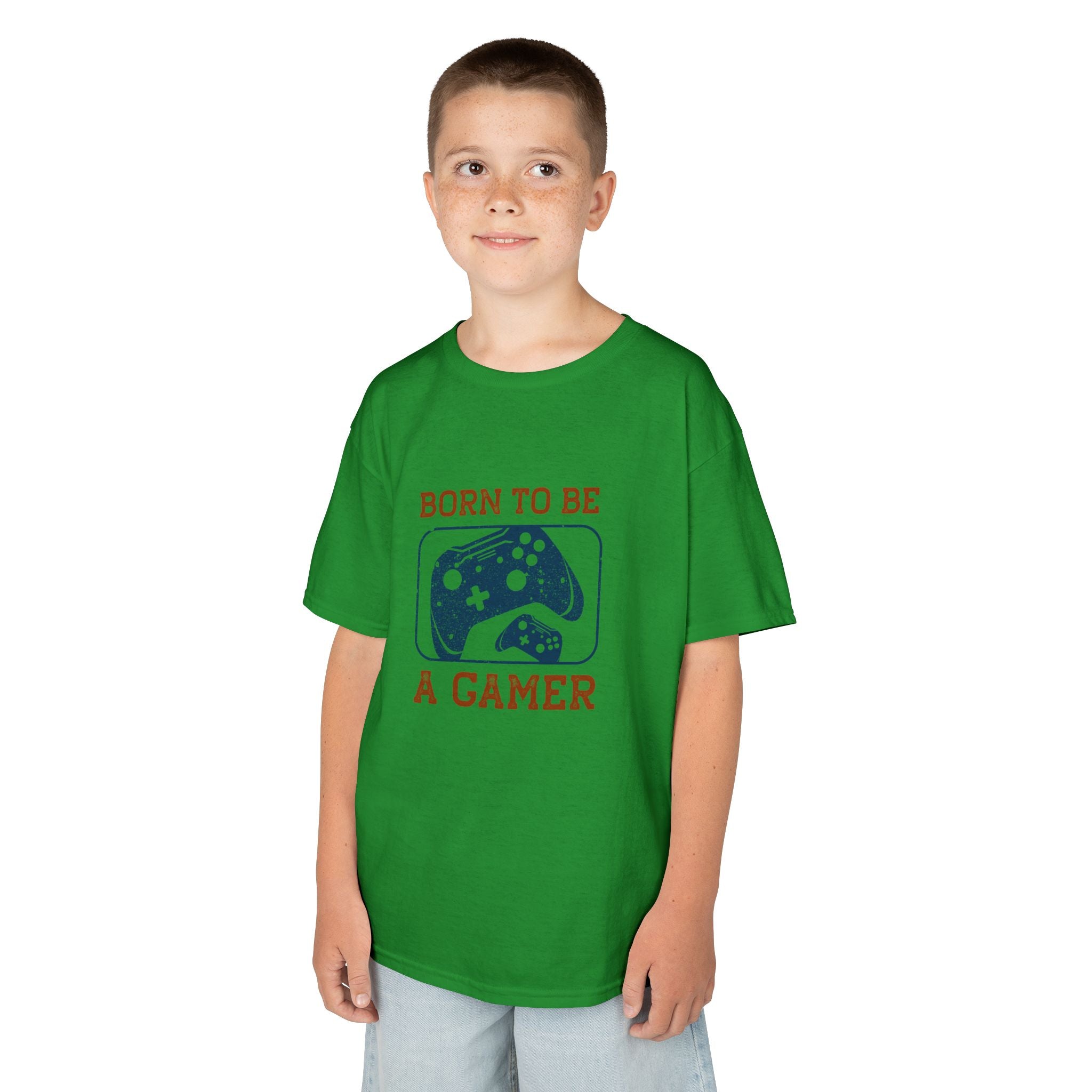 Kids Tee - "Born to Be a Gamer" Retro Game Controller Shirt - 100% Cotton / Cotton Blend