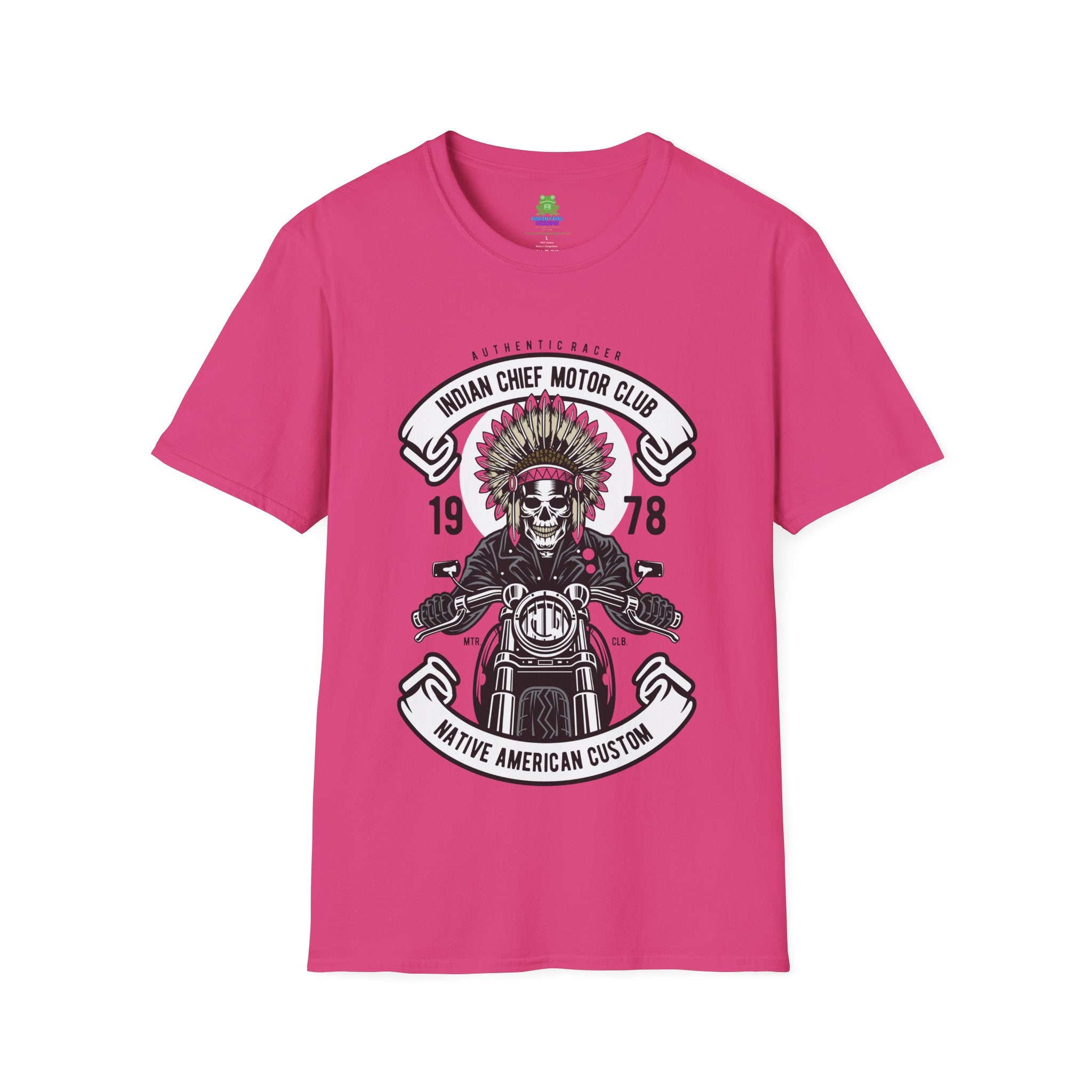 Motorcycle Club T-Shirt - 'Indian Chief Motor Club' Vintage Skull Rider Tee - 100% Cotton