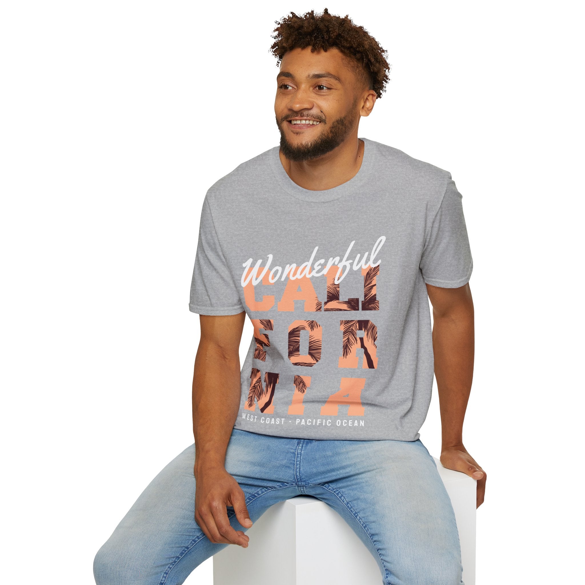 California Palm Photo Tee - Vintage Sunset Graphic T-Shirt - 100% Cotton