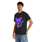 Purple Skeleton Cat Graphic Tee - Cute Creepy Kitty Shirt - 100% Cotton