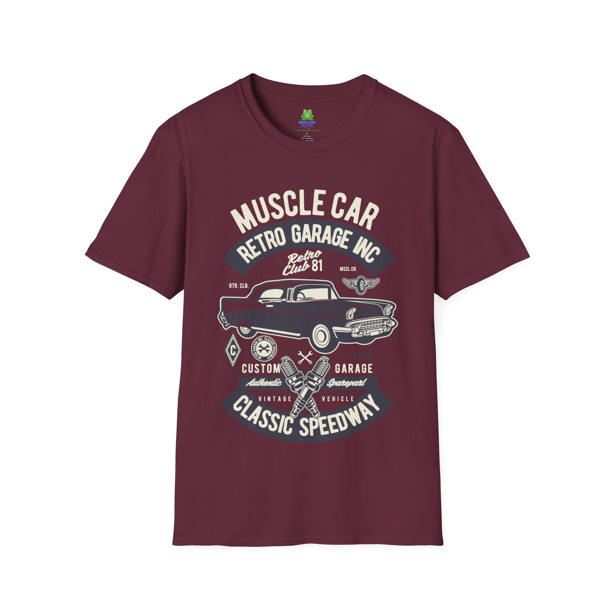Retro Garage Muscle Car T-Shirt - Classic Speedway Vintage Auto Tee -100% Cotton