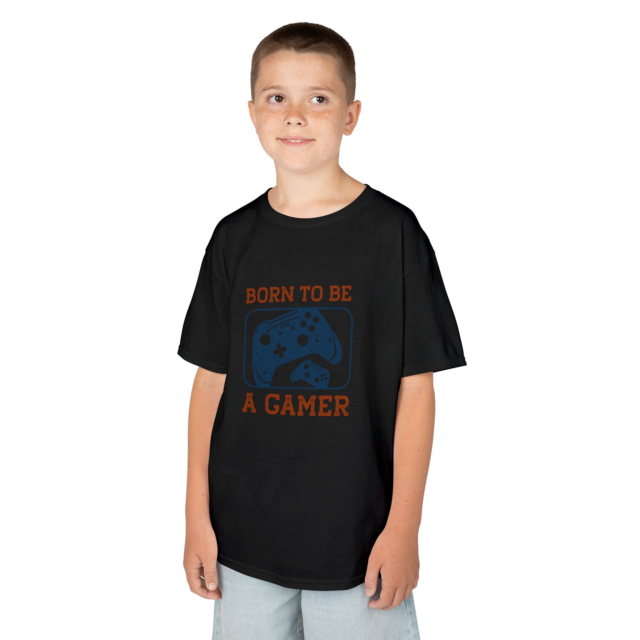 Kids Tee - "Born to Be a Gamer" Retro Game Controller Shirt - 100% Cotton / Cotton Blend