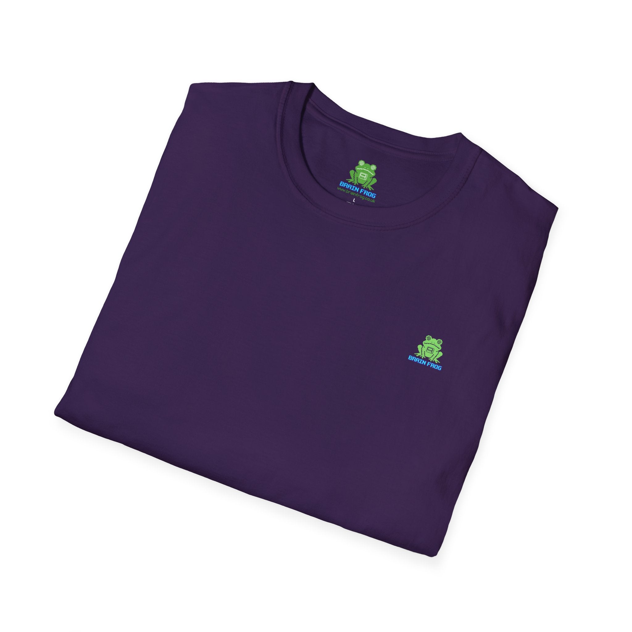 Brain Frog Design Signature T-Shirt - Small Green Brain Frog Logo Tee (Front Chest & Sleeve) - 100% Cotton