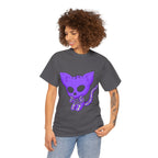 Purple Skeleton Cat Graphic Tee - Cute Creepy Kitty Shirt - 100% Cotton