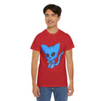 Blue Skeleton Cat Graphic Tee - Cute Creepy Kitty Shirt - 100% Cotton