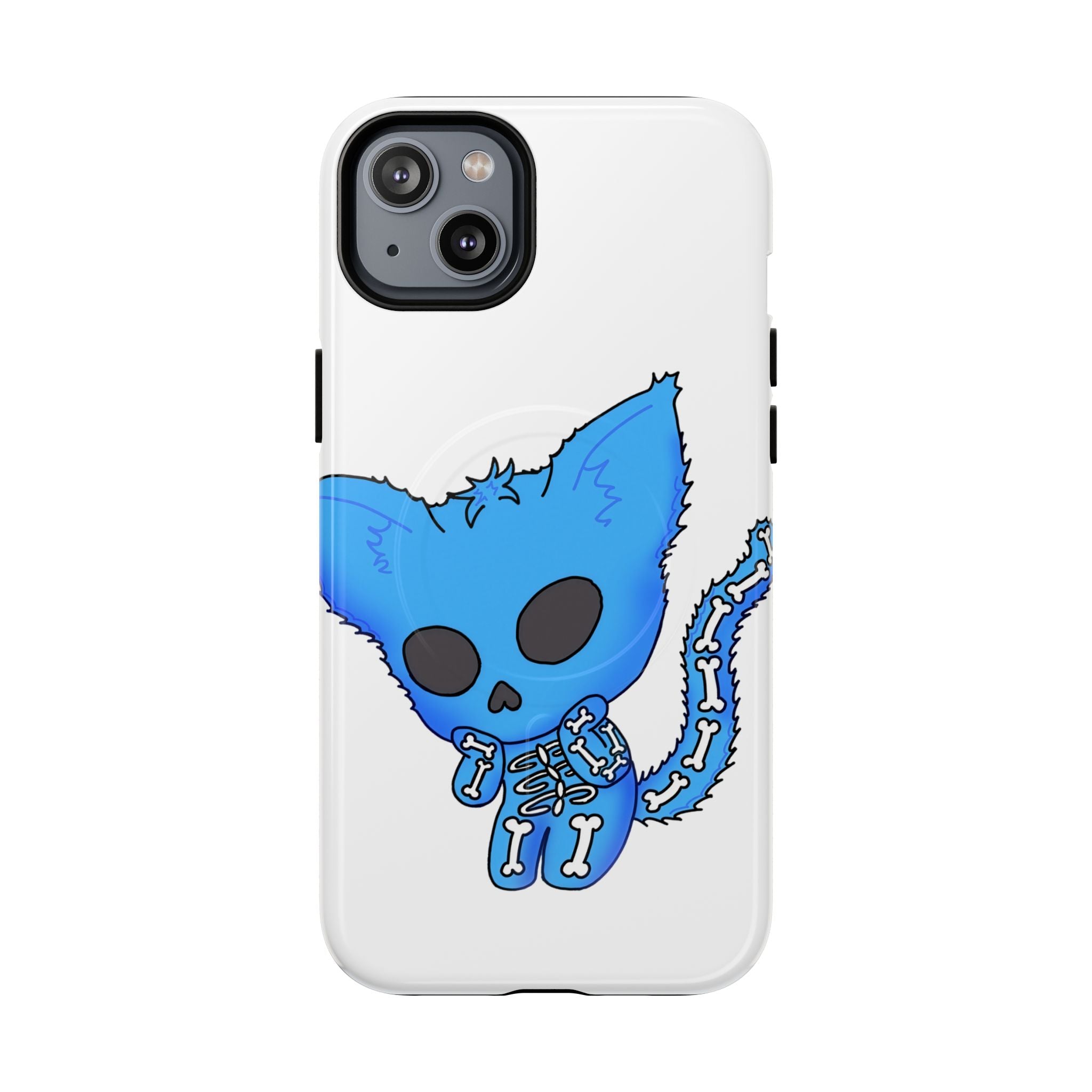 Blue Skeleton Cat Tough Magnetic Phone Case | Design by Jessica B